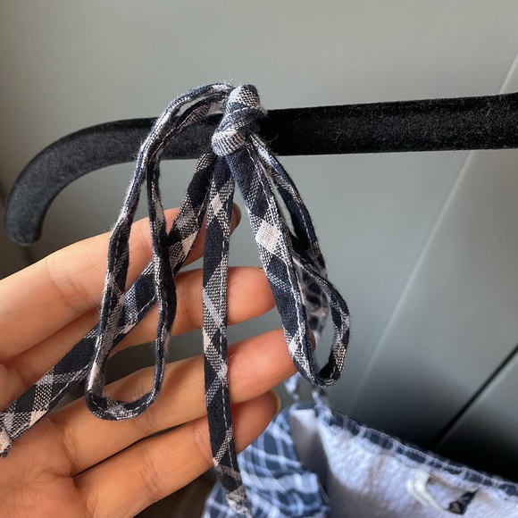 NWT Abercrombie&Fitch Plaid Navy Blue Romper - Picture 4 of 5